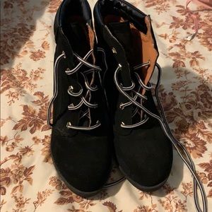 Black wedged high top heels